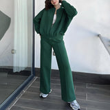 Fongt 2025 Round Neck Fashion Simple Atmospheric Jacket Jacket Casual Straight Trousers