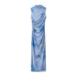 Fongt Style Dress Women 2025 Spring And Autumn New Temperament Elegant Folding Print Sleeveless Dress