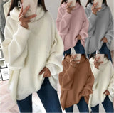 Fongt And Winter Hot Style Fashion Women's Casual Knit Sweater Loose Solid Color Turtleneck Sweater Women's