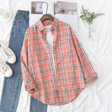 Plaid Shirts Womens Blouses And Tops Long Sleeve Loose Checked Female Clothes Outwear Winter 2022