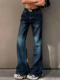 Vintage Washed Distressed Flare Jeans-Outfit