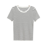 Fongt Homemade New Women's Classic Oceanic Short Sleeve Striped Knitted 3519020