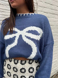 Bow Jacquard Sweater-Outfit