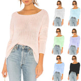 Fongt And Summer New Knit Sweater A Word Collar Hollow Out Loose Knit Jacket Sun Protection Suit Sweater Women's Type