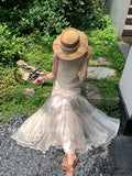Fongt Xixi 2025 Summer New Temperament Apparent Thin High-Rise Half-Dressed Dress Dress Dress 85203