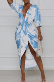 Dye V Neck Slit Draped Bat