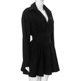 Black Embroidery Shirt Mini Dress-Outfit
