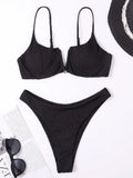 Underwired Bikini 2022 Swimwear Women Solid Brown V-bra Push Up Micro Bikini Cut Out Bathing Suit Thong Swimsuit
