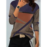Loose Color Printed Round Neck Long Sleeve