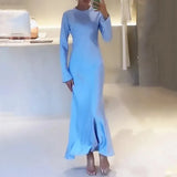 Fongt 2023 The New Solid Color Leisure Home Slim Slim Dress Woman-Outfit