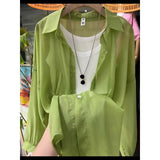 Fongt New Fashion Clothes Beaded Sunscreen Women Loose Lantern Sleeve Shirt Senior