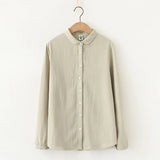 Shirts Tops And Blouses 100% Cotton Lady Long Sleeve Solid Color Office Work White Clothes Fashion Woman