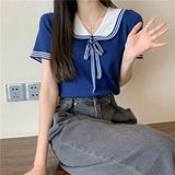Fongt Style Doll Collar T-Shirt For Women's Summer New Sweet Spicy Head Short-Shoeed Sexy Ins Short-Sleeved