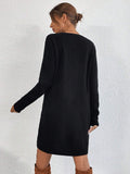 Fongt Solid Color Sexy Knitted Skirt Female Geometric Pattern Thread Round Collar Sweater Skirt
