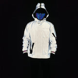 2024 Three-Dimensional Multi-Pocket Function Wind Dazzling Color Reflective Coat Male Tooling Casual Jacket Hooded Blazer-Outfit