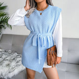 Wind Shooting Autumn And Winter Casual Strapped Vest Sweater Dress Knitted Dress Women's