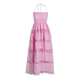 Holiday Style Dress Women 2025 Summer New Fashion Temperament Sleeveless Bra Strap Design To Hang The Neck