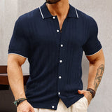 Fongt Men's New Summer Cardigan Knits Casual Thin Business Knits Solo Shirts
