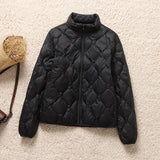Autumn And Winter New Style Down Jacket Female Short Style Ling Ge Fashion Korean Version Shows Thin Stand Collar Light White Duck Down Coat Tide-Outfit