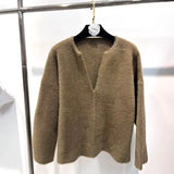 Fongt Spring New Simple Wind Blouse Comfort Temperament V Collar Loose Leisure With Short Marmal Velvet Wear