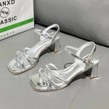 Fongt New Summer 2024 Dress With Silver High Heels Sandals-Outfit