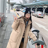Down Cotton Jacket Female Long Over The Knee 2024 Winter Cotton-Padded Jacket Korean Version Loose Oversize Cotton-Padded Coat Design Sense Coat-Outfit