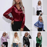Style: A Button Satin Shirt, Temperament, Commuter Long-Sleeved Shirt, New Women's Wear In Spring And Summer.-Outfit