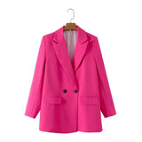 And Summer 2024 New Simple Loose Double-Breasted Suit Jacket New Suit For Women In Spring And Autumn-Outfit