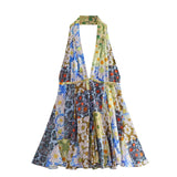 New Summer Print Dress With A Collar And A Bare Back-Outfit