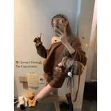 Fongt Blue Oblique Shoulder Design Long-Sleeved Shawl Dress Women Autumn Lazy Wind Top A Word Half-Body Dress Two-Piece