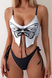 Butterfly Pattern Lace Up Bikini