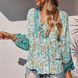 ZANZEA Bohemian Floral Print Blouse Women Spring 2022 Casual Long Sleeve V Neck Tunic Tops Elegant Holiday Party Chemise