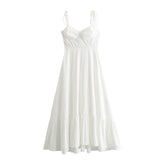 Fongt New Women's Fashion Folding Layer Decoration Of The Silk Sleeveless Sleeved Dress Is Thin