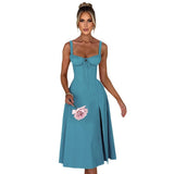 Fongt Spring And Summer New Fashion Leisure Tie To Repair The Fork With High-End Dress Woman