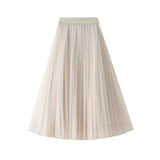 Fongt Fairy Atmosphere Swing Net Yarn Half-Dress Woman 2025 Spring Thin And Flowing Medium Long Folded Dress D9802
