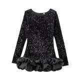Fongt Party Dress Women's Cascadal Short Dress 2025 Dress-Up Long Sleeves Of The Pool