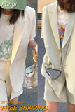 Loose 2 Piece Women Short Set With Blazer Summer 2023 Thin Short-sleeved Blazers + Shorts Casual Office Ladies