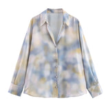 Fongt Long-Sleeved Top Women's Spring 2025 New Dopamine Color Dizzled Chiffon Sleeve Shirt Set