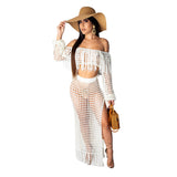 Fongt New Women's Casual Netted Fram Beach Dress 2 Sets-Outfit