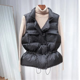 Down Vest Women Short Vest Windbreaker Lightweight Coat Warm Waistcoat Female White Duck Down Coat Sleeveless