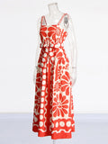 2025 Spring New Fashion Temperament Printing Advanced Feeling Waist Show Thin Model Of Slings Dress