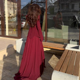 Fongt New Women's Square Collar Long Sleeve Elegant Pearl Decoration Splicing Long Dress