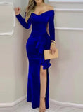 New Party Dress One Word Shoulder Pleated Dress LZQ3107J Series-Outfit