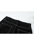 Patchwork Jeans Pants Women Straight Jeans High Waist Streetwear Y2k Retro Pants Casual Ladies Denim Wide Leg Trouser