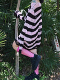 Distressed Stripe Longline Sweater-Outfit