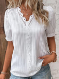 Fongt Summer New Holiday Fashion Hollow Short-Sleeved Women's Shirt