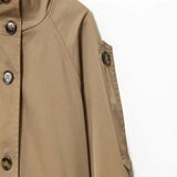 Fongt Women's Fashion Trench Coat Women's Double Buckle Stand-In Autumn Long-Sleeved Waist Jacket Jacket