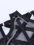 Chain Embellished Mesh Corset Top-Outfit