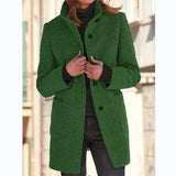 Fongt Autumn And Winter Women's New Ebay Retro Solid Color Button Collar Hair