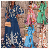 Fongt / Summer 2023 New Sexy V-Tie Single-Breasted Beach Dress Women's Wear-Outfit